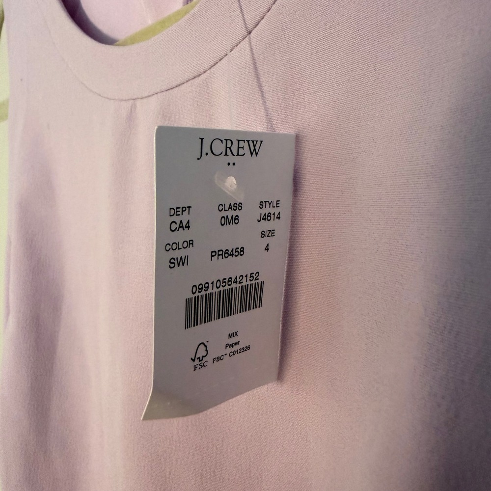 NWT J.Crew Lavender Sheath Dress Sleeveless Formal Business Cotton SZ 4 - Picture 4 of 7